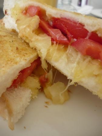 Pineapple, cheese and tomato toastie